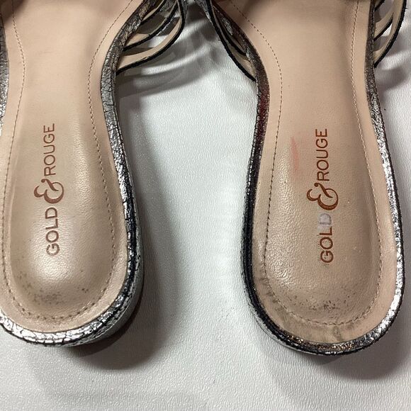 Gold & Rouge Gunmetal Woven Pointed Toe Mules Flat Sole Women’s Size EU 38 - Picture 13 of 15